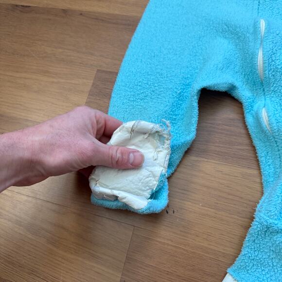 Baby Infant Toddlers Vintage 70's JcPenney Blue Fleece Owl Footed Pajamas Sz 12M - Picture 3 of 9